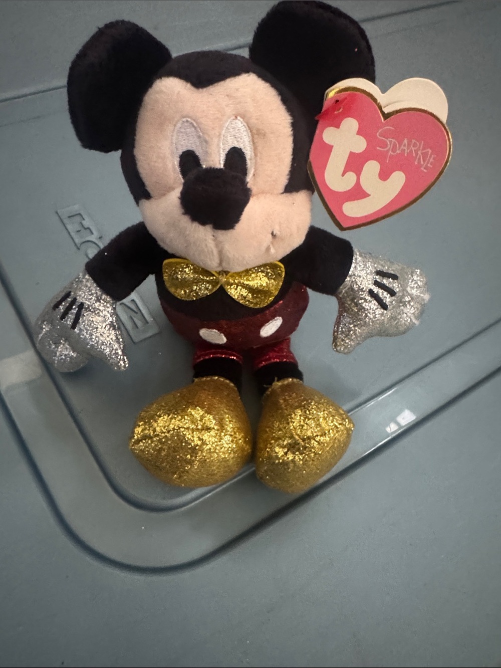Ty Sparkle Beanie Baby Mickey Mouse Plush - Black, Gold, Silver, Red
